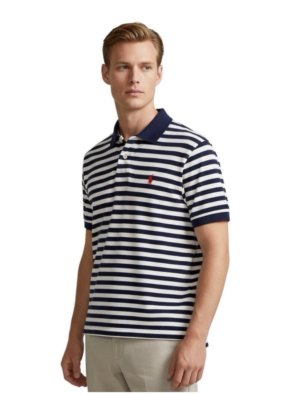 Vintage 90s Polo Ralph Lauren Navy Blue Stripe Polo Shirt Men's XL Pony Logo